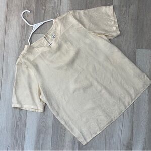 Silk Land Top paisley print short sleeve womens Cream (medium) minimalist satin